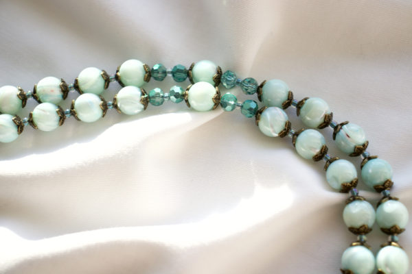 Green Shell Glass Bead Rosary - Image 5