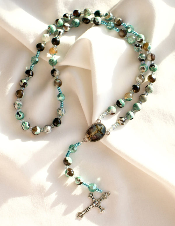 Brown and Green Agate Wire rosary - Image 3