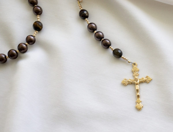 Brown Glass Pearl Wire Rosary - Image 9