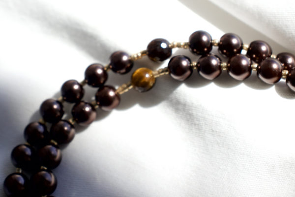 Brown Glass Pearl Wire Rosary - Image 8