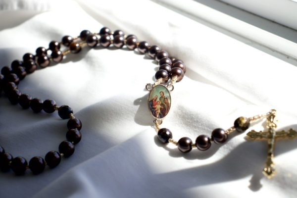 Brown Glass Pearl Wire Rosary - Image 6