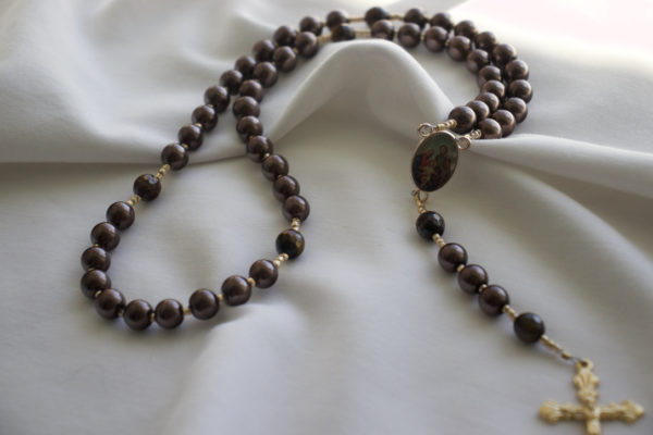 Brown Glass Pearl Wire Rosary - Image 10