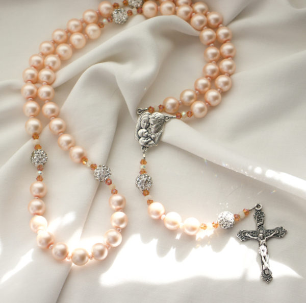 Peach Pearl Rosary - Image 5