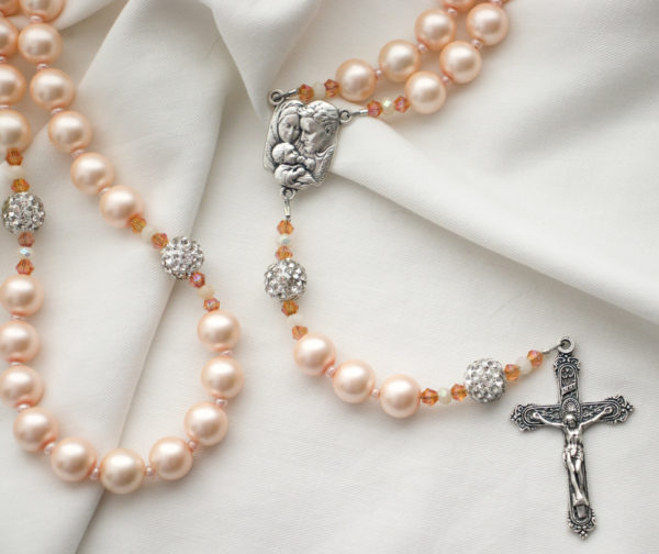 Peach Pearl Rosary - Image 4