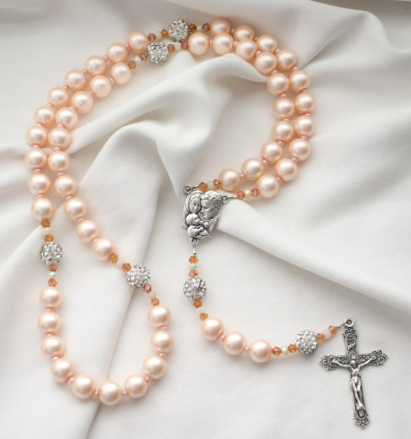 Peach Pearl Rosary - Image 3