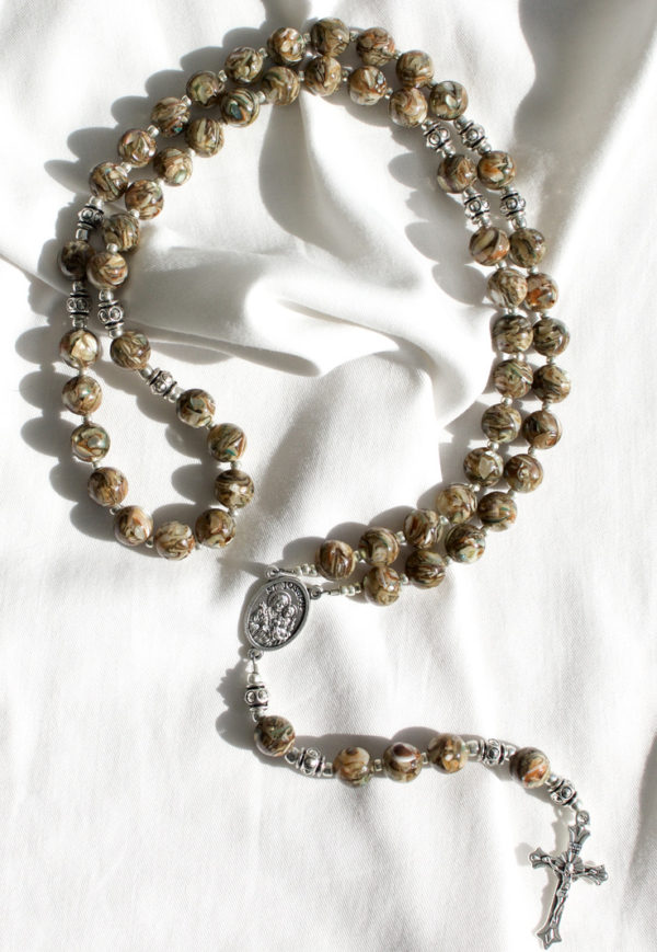 Brown Shell Bead Wire Rosary - Image 3