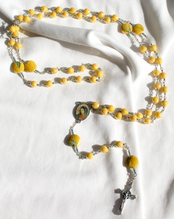 Yellow Marbled Chain Rosary - Image 3