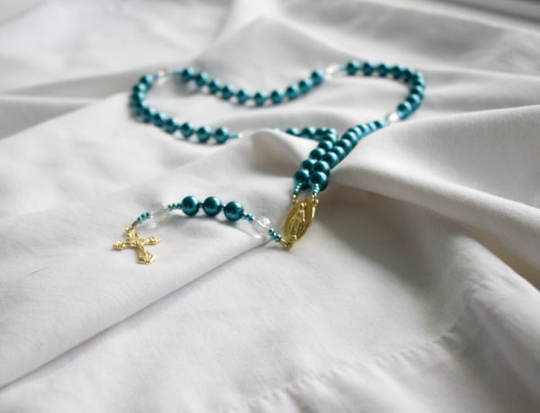 Turquoise Pearl Bead Rosary - Image 5