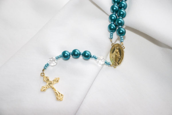 Turquoise Pearl Bead Rosary