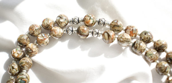 Brown Shell Bead Wire Rosary - Image 4