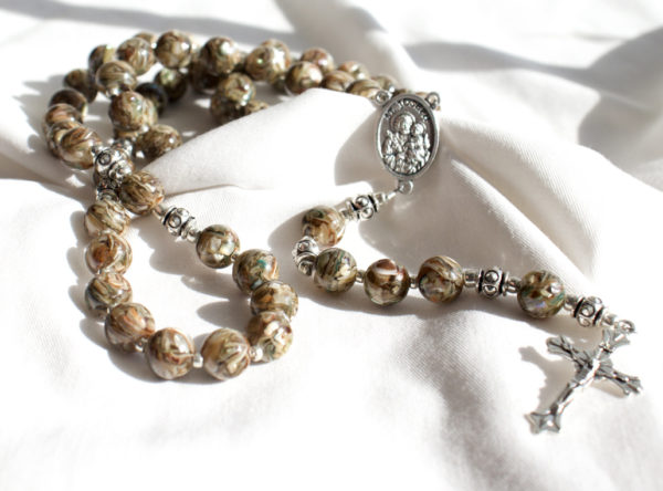 Brown Shell Bead Wire Rosary