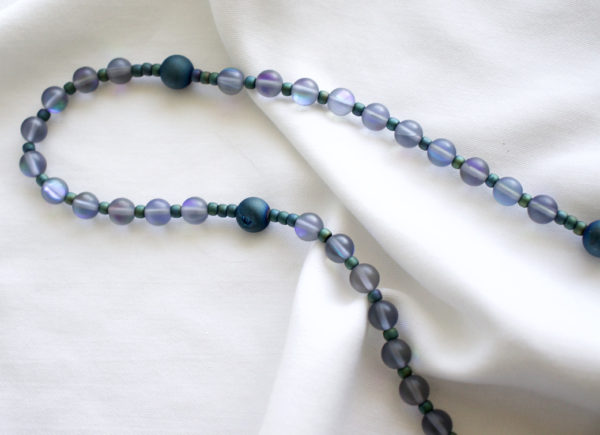 Blue and Green Bead Wire Rosary - Image 4