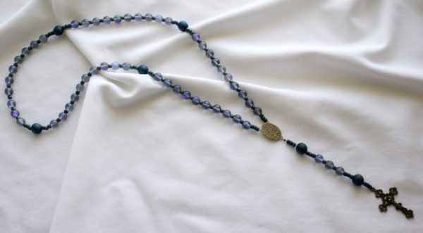 Blue and Green Bead Wire Rosary - Image 7