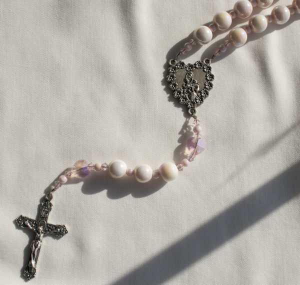 Pink Pearl Wire Rosary - Image 8