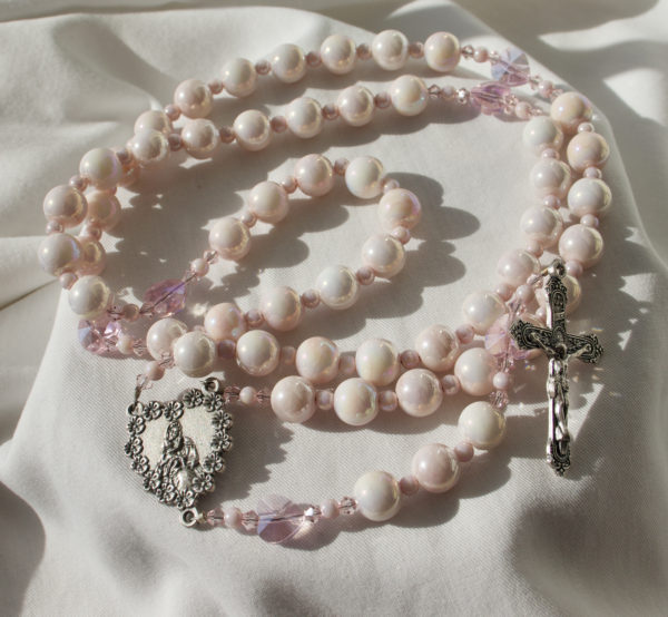 Pink Pearl Wire Rosary - Image 2