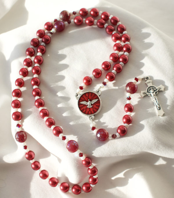 Red Pearl Wire Confirmation Rosary