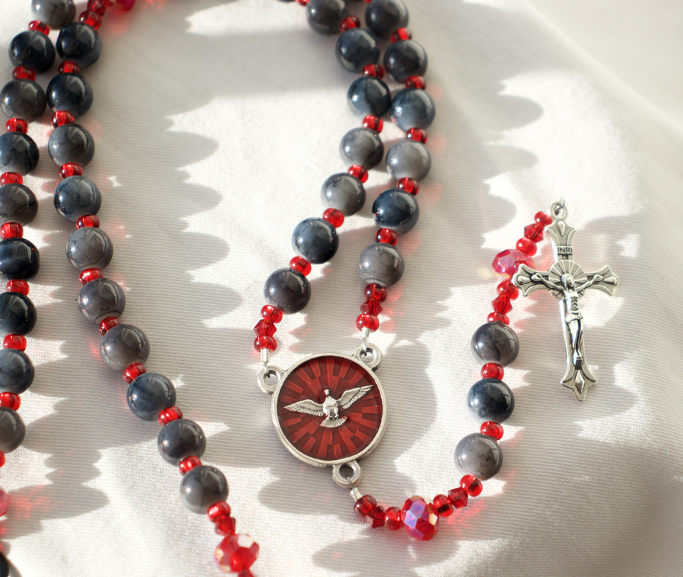 Gray Glass Bead Wire Rosary