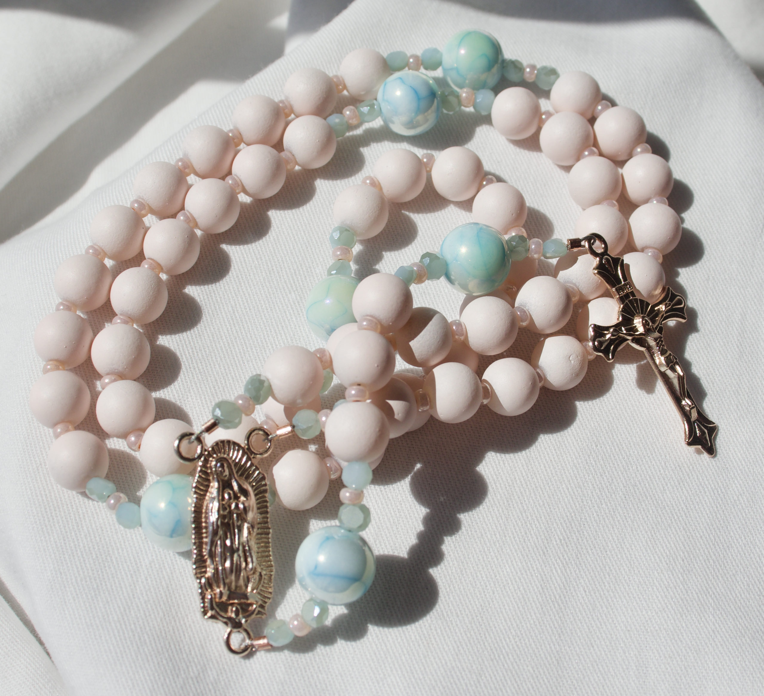 Matte Pink Bead Wire Rosary