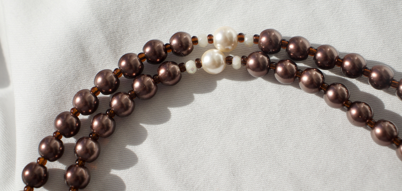 Brown Pearl Bead Wire Rosary - Image 13