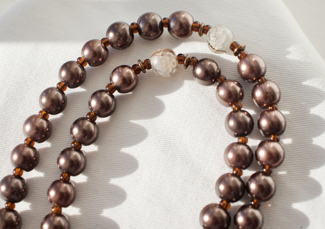 Brown Pearl Bead Wire Rosary - Image 10