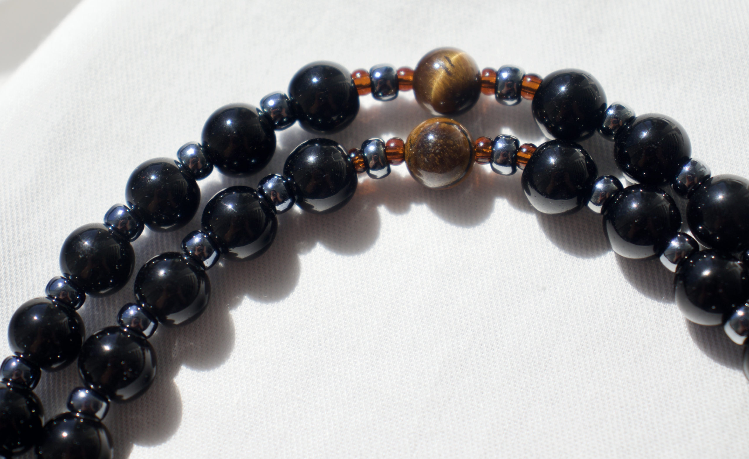 Black Glass Bead Wire Rosary - Image 4