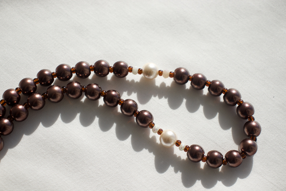 Brown Pearl Bead Wire Rosary - Image 5