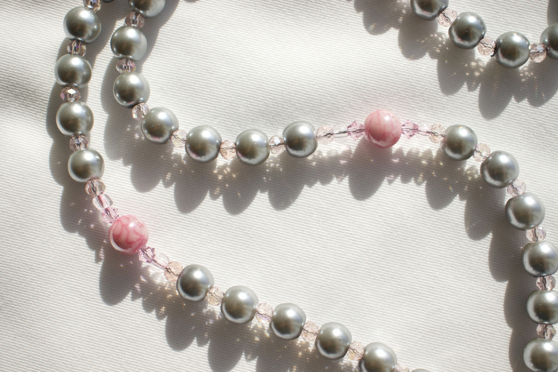 Gray Pearl Bead Wire Rosary - Image 11