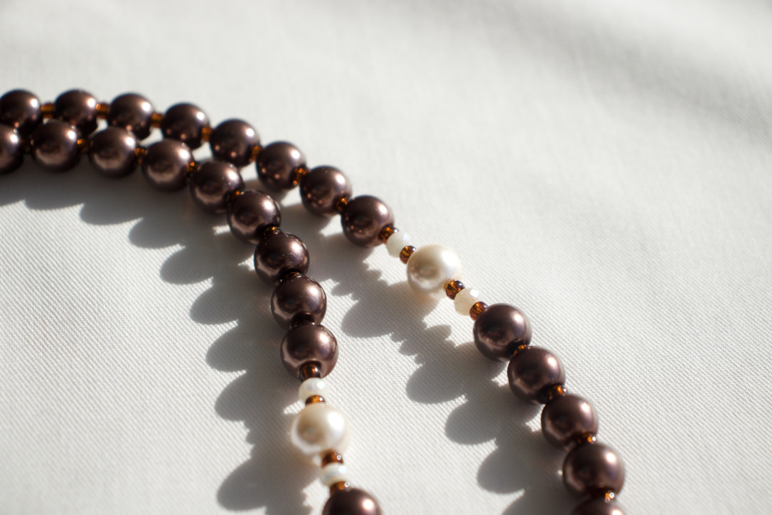 Brown Pearl Bead Wire Rosary - Image 8