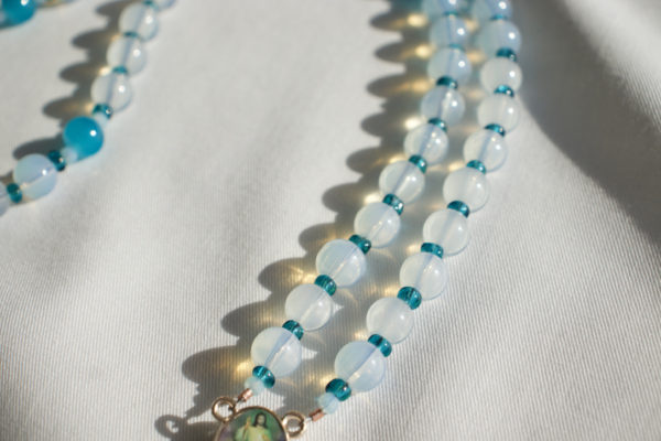 Clear Glass Bead Wire Rosary - Image 7