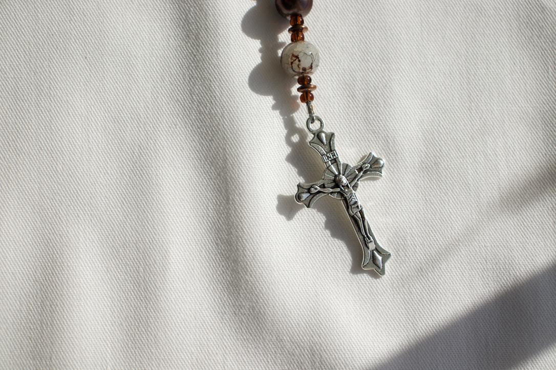 Brown Pearl Bead Wire Rosary - Image 3