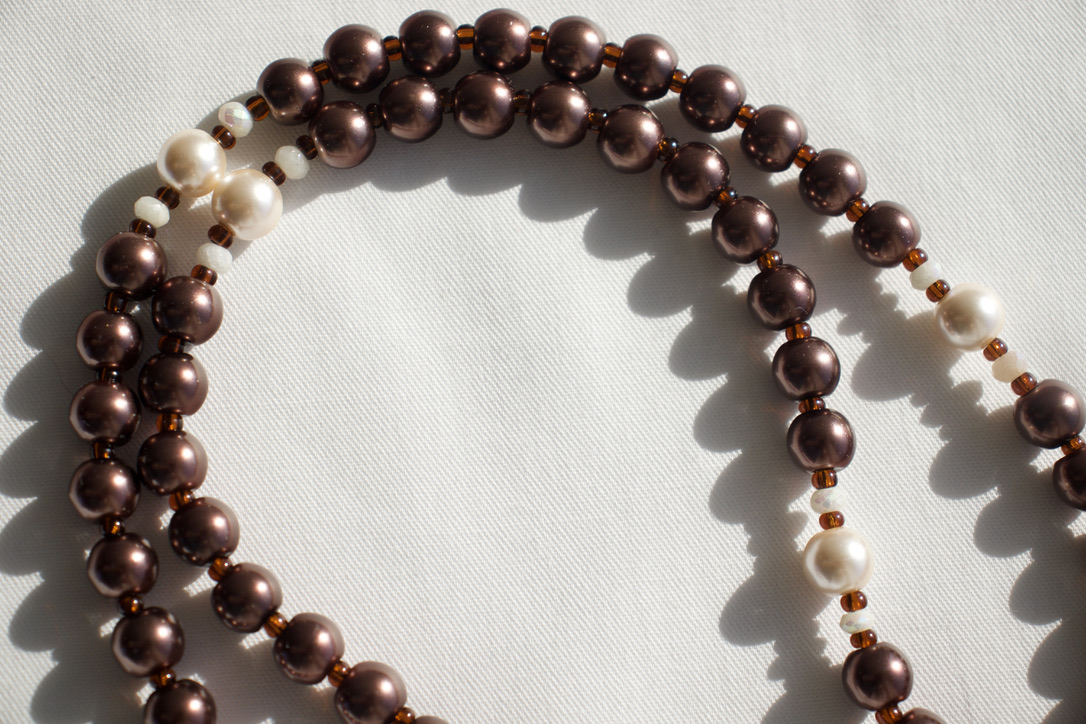 Brown Pearl Bead Wire Rosary - Image 7