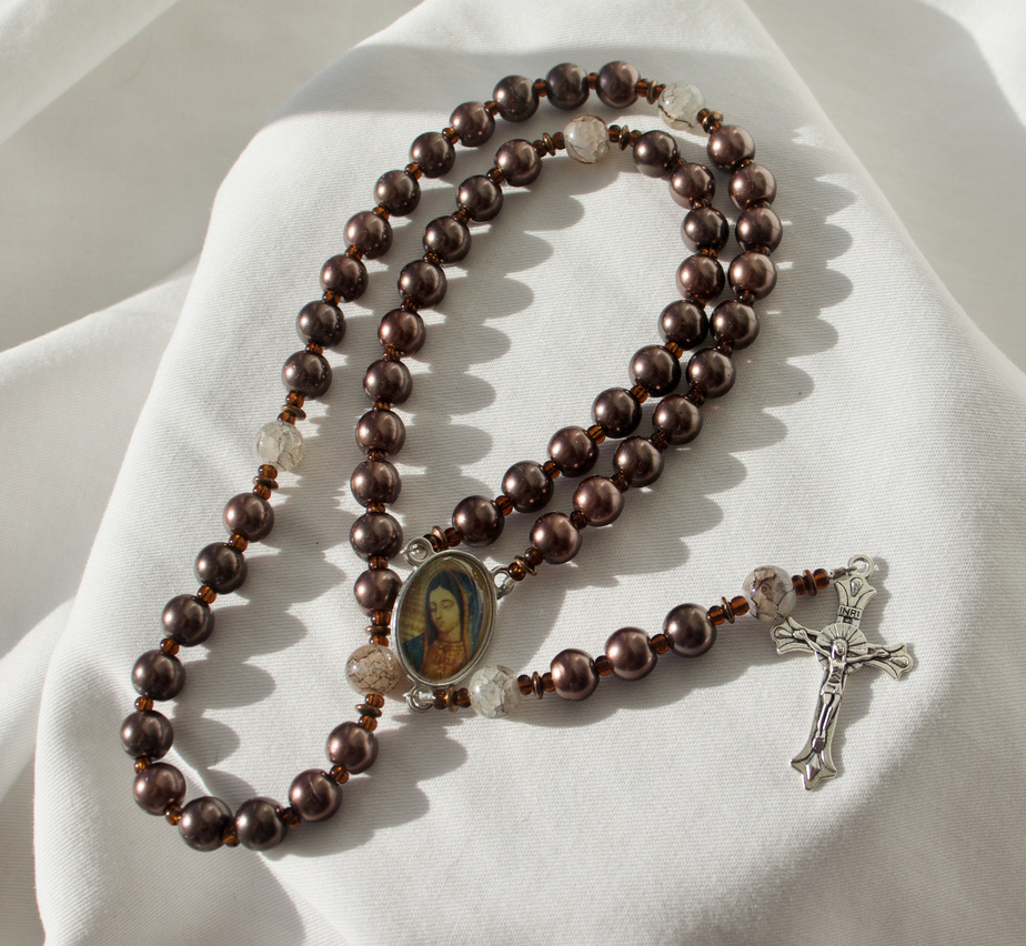 Brown Pearl Bead Wire Rosary