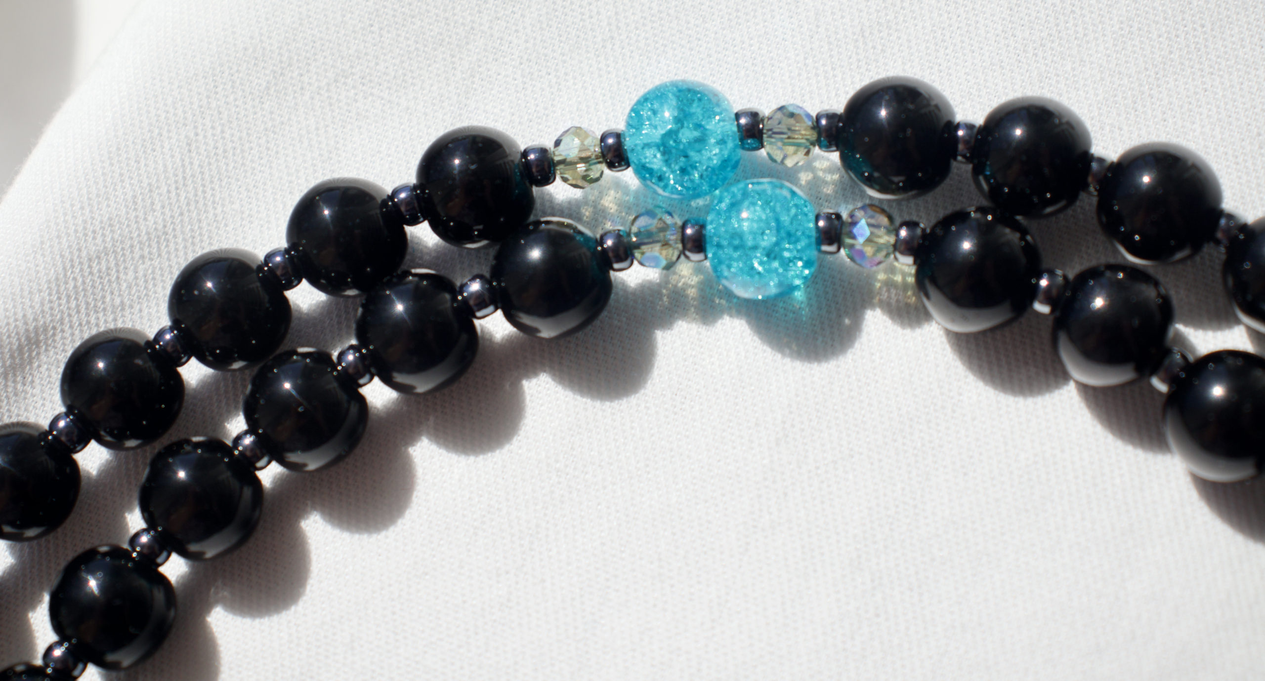 Black Glass Bead Wire Rosary - Image 5