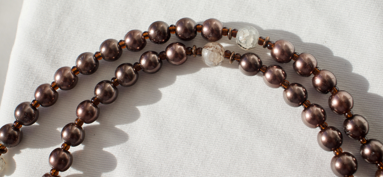 Brown Pearl Bead Wire Rosary - Image 11