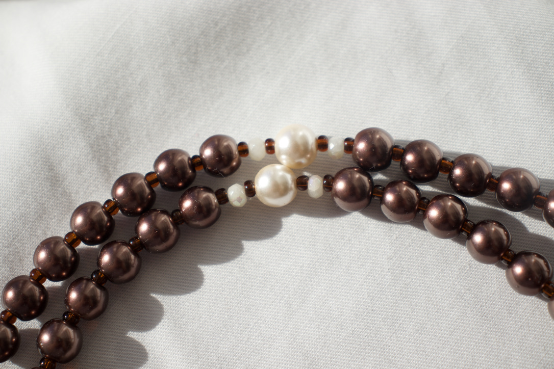 Brown Pearl Bead Wire Rosary - Image 12
