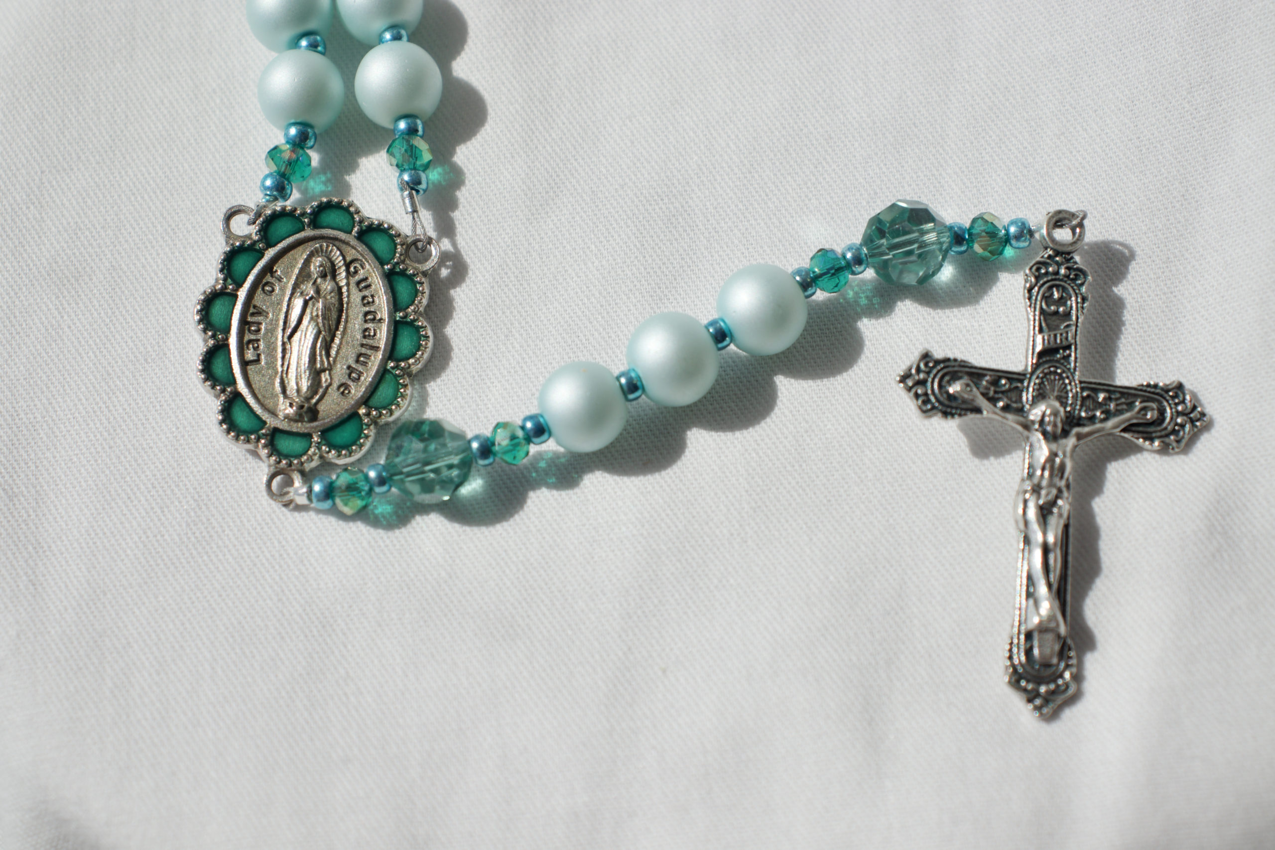 Matte Mint Green Bead Wire Rosary - Image 2