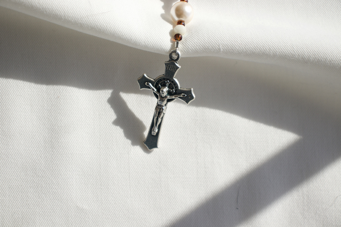Brown Pearl Bead Wire Rosary - Image 3