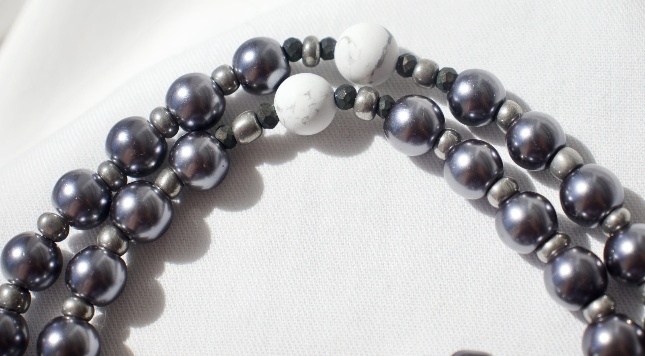 Gray Pearl Bead Wire Rosary - Image 3
