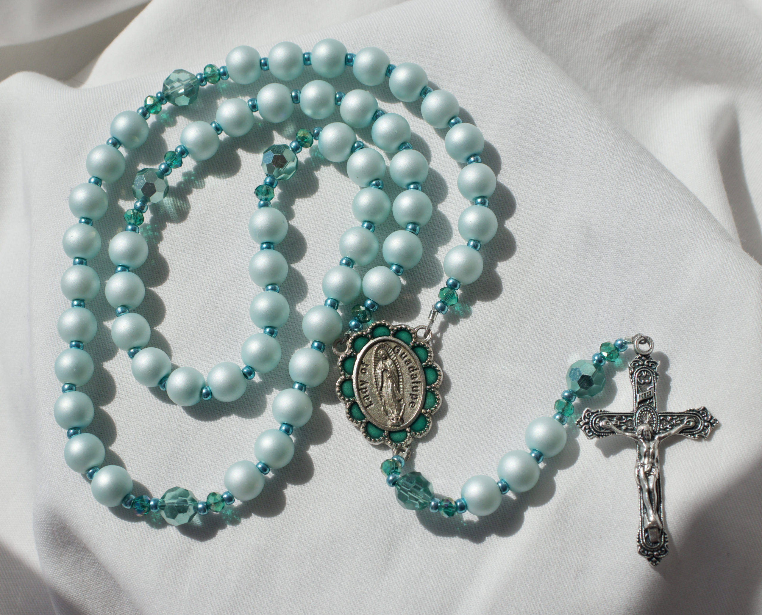 Matte Mint Green Bead Wire Rosary