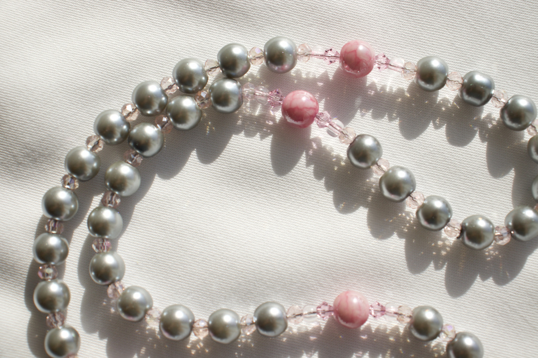Gray Pearl Bead Wire Rosary - Image 10