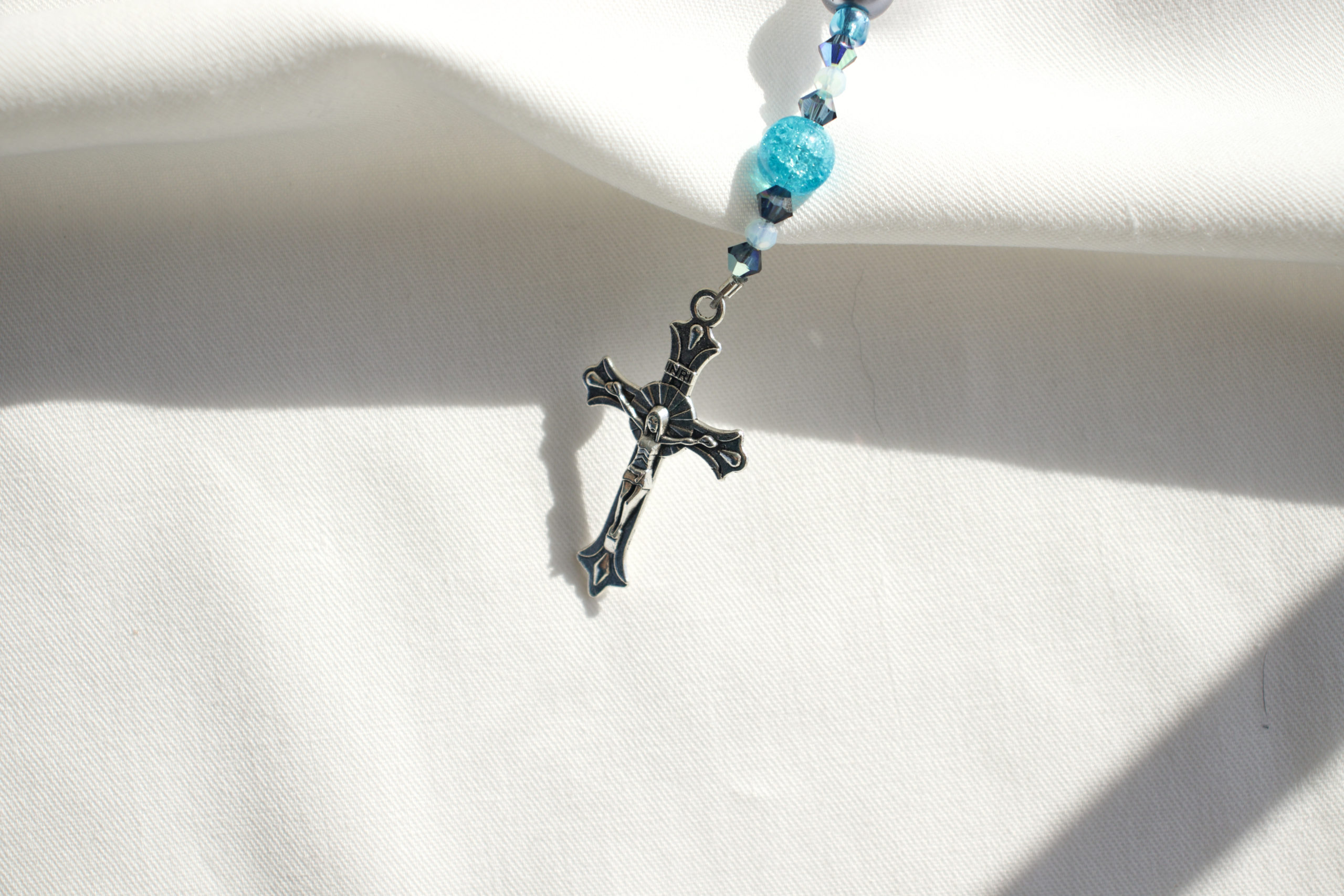 Gray Pearl Bead Rosary - Image 7