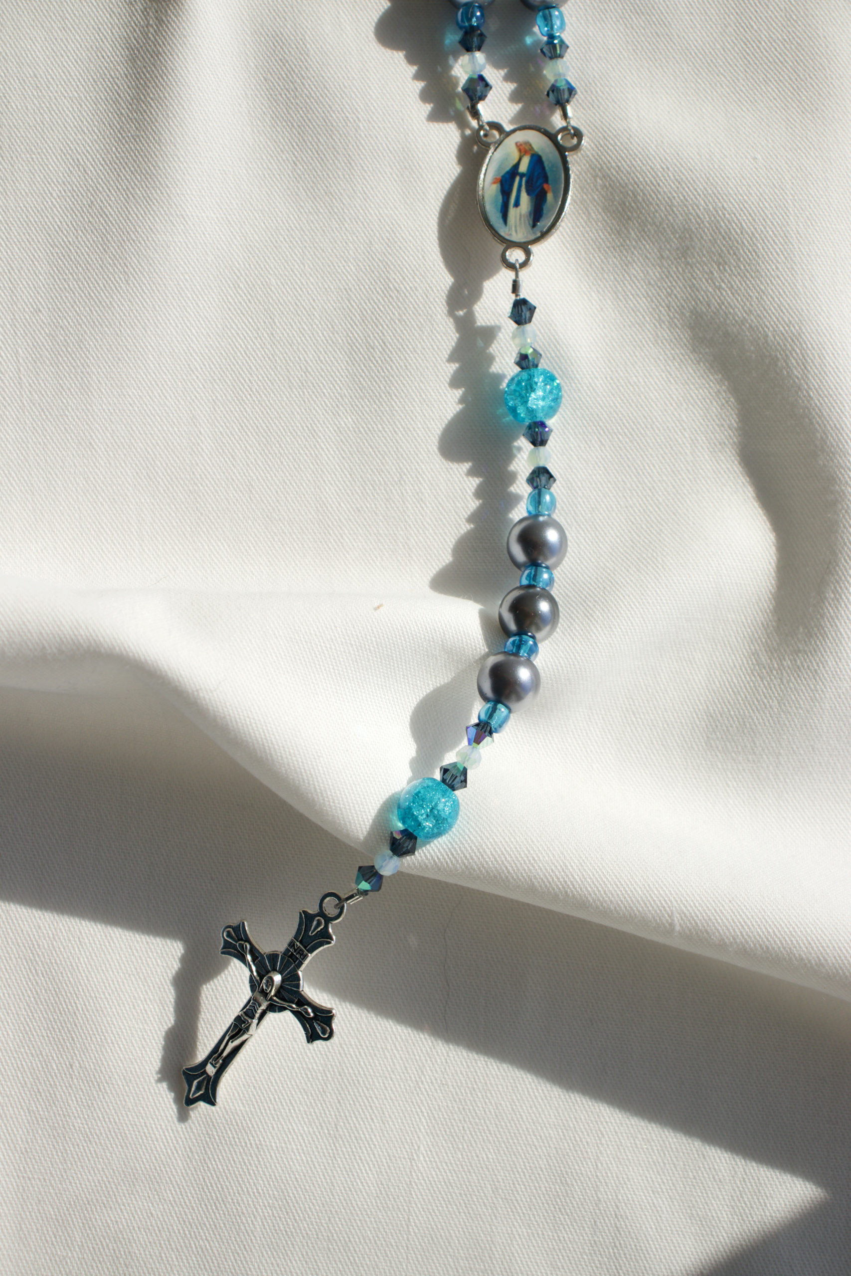 Gray Pearl Bead Rosary - Image 8