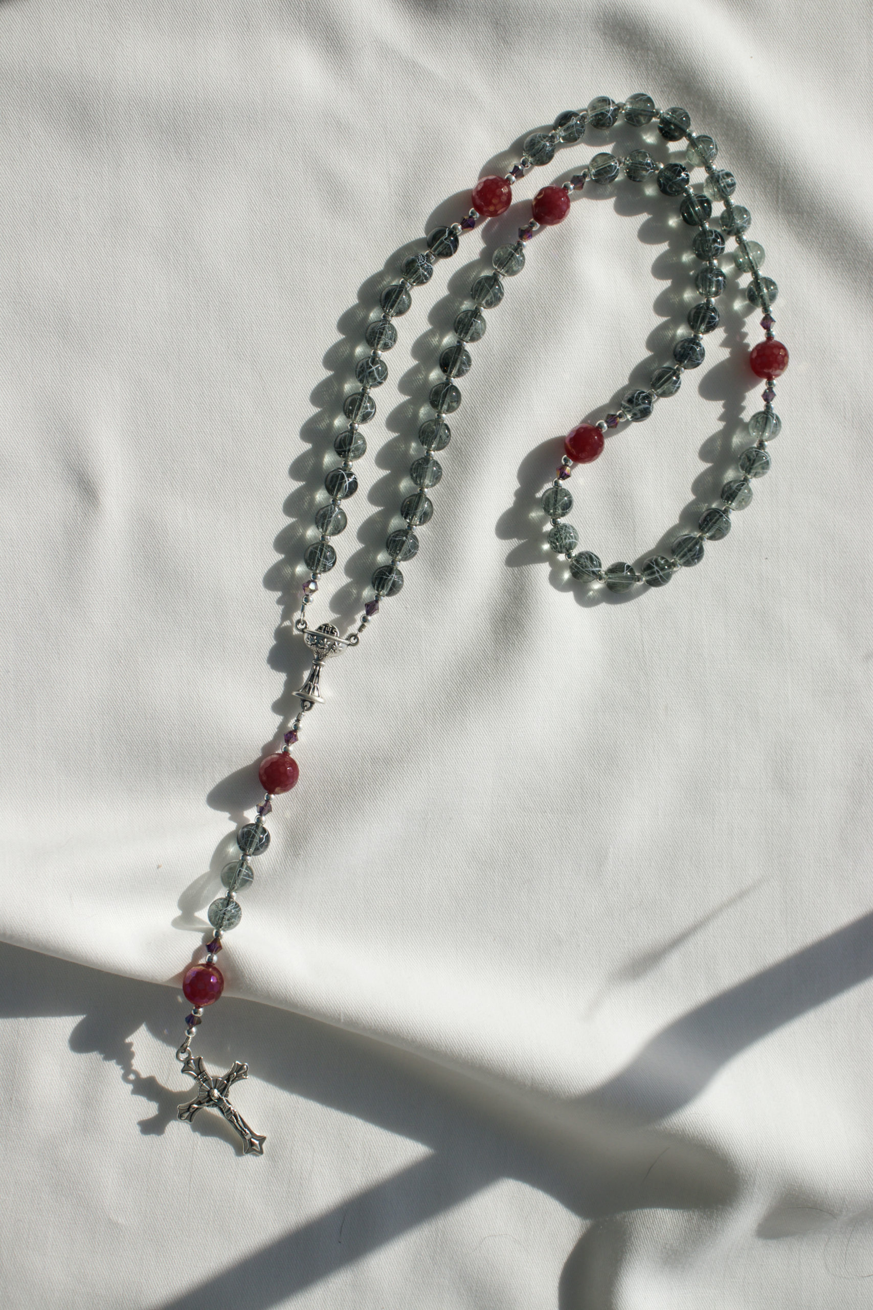 Clear glass bead wire rosary - Image 2