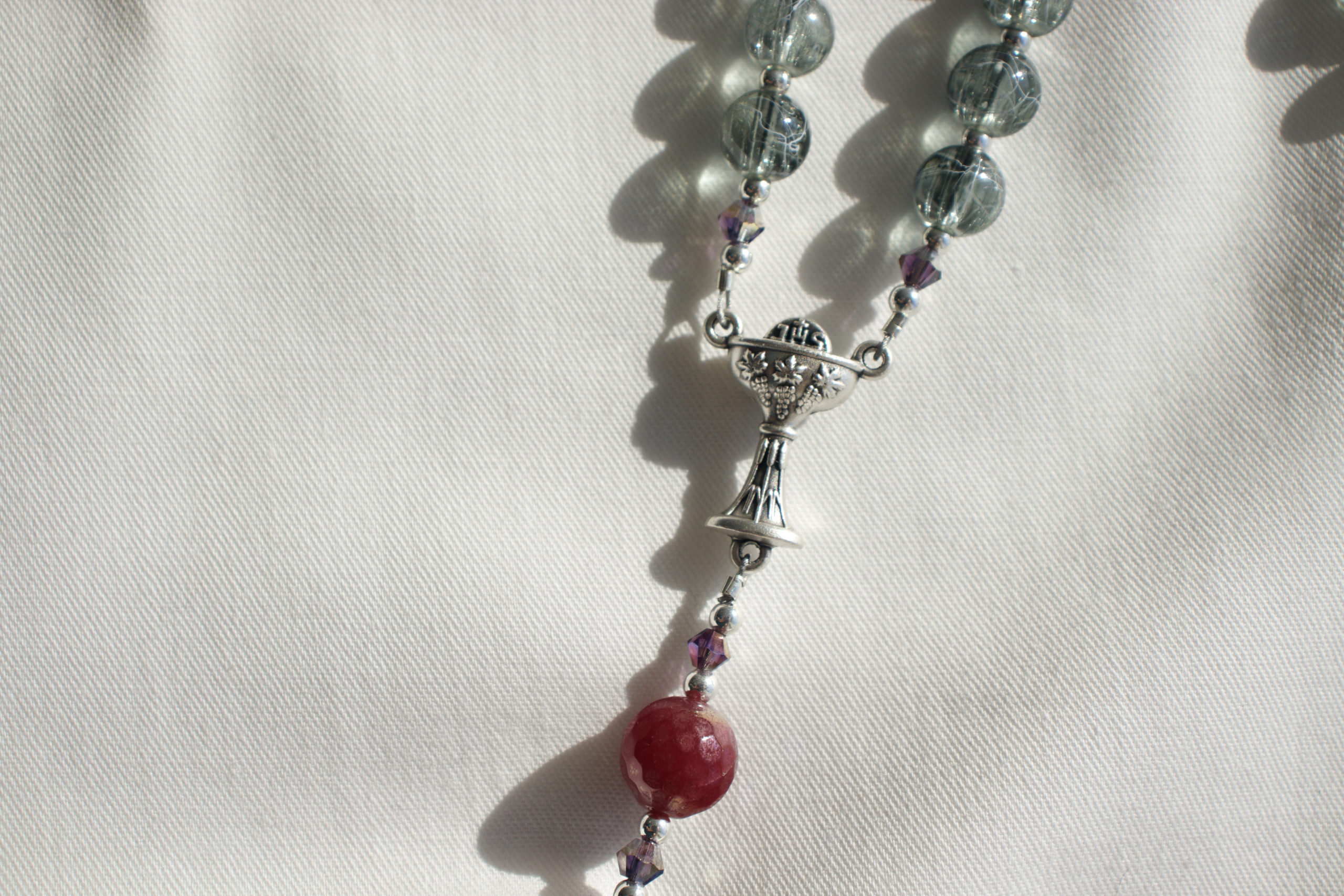 Clear glass bead wire rosary - Image 3