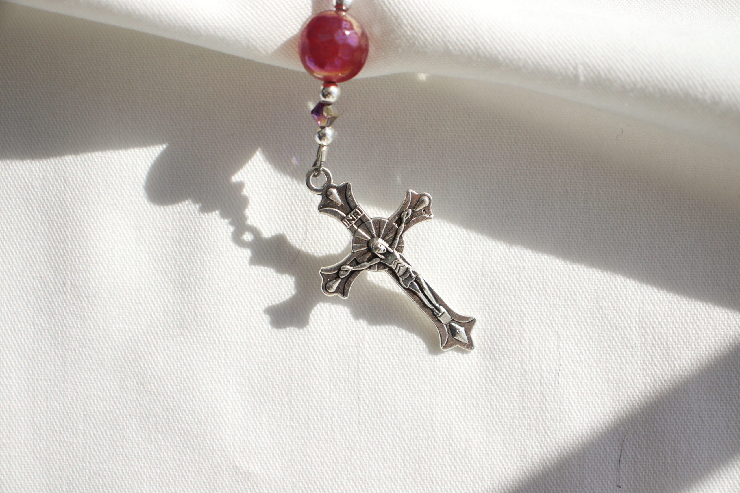 Clear glass bead wire rosary - Image 4