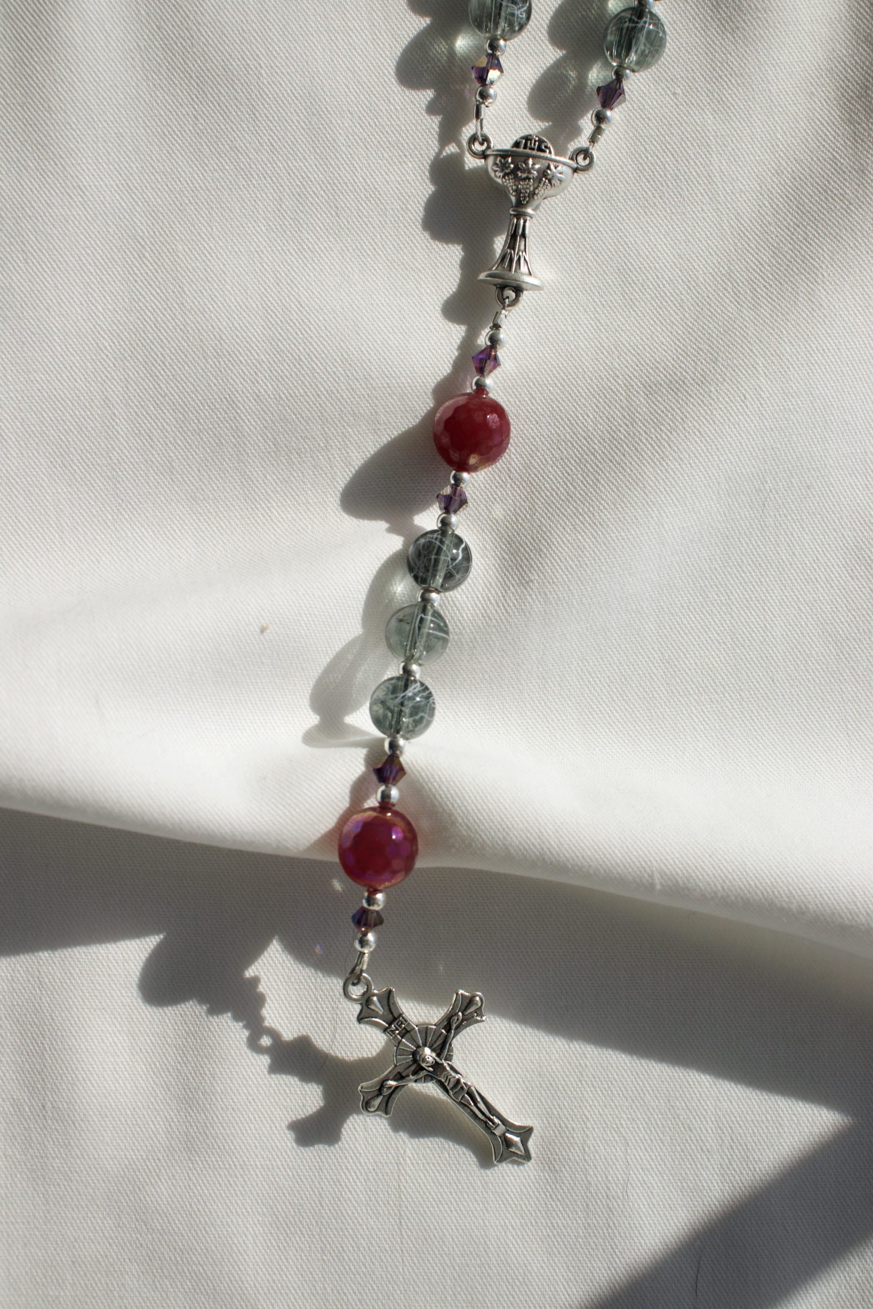 Clear glass bead wire rosary - Image 5