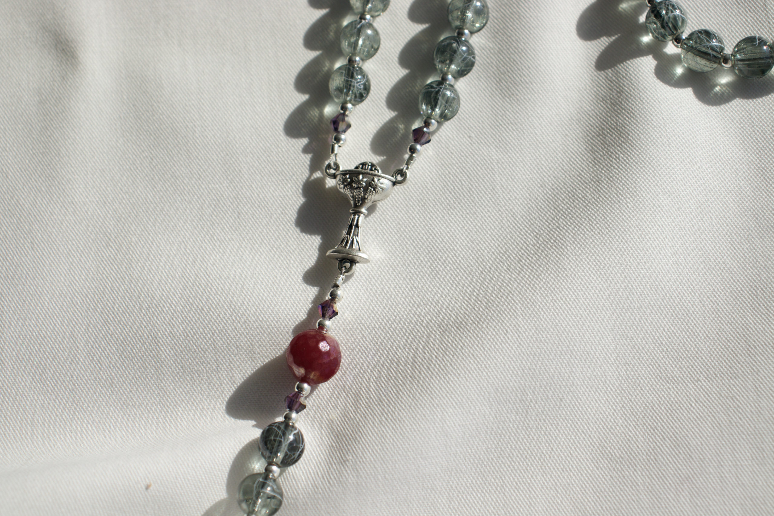 Clear glass bead wire rosary - Image 9