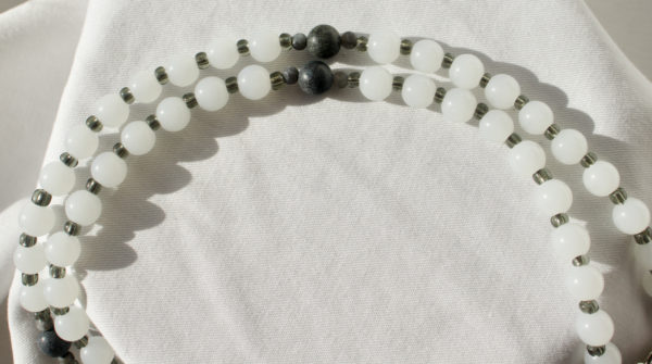 White Glass Bead Wire Rosary - Image 6