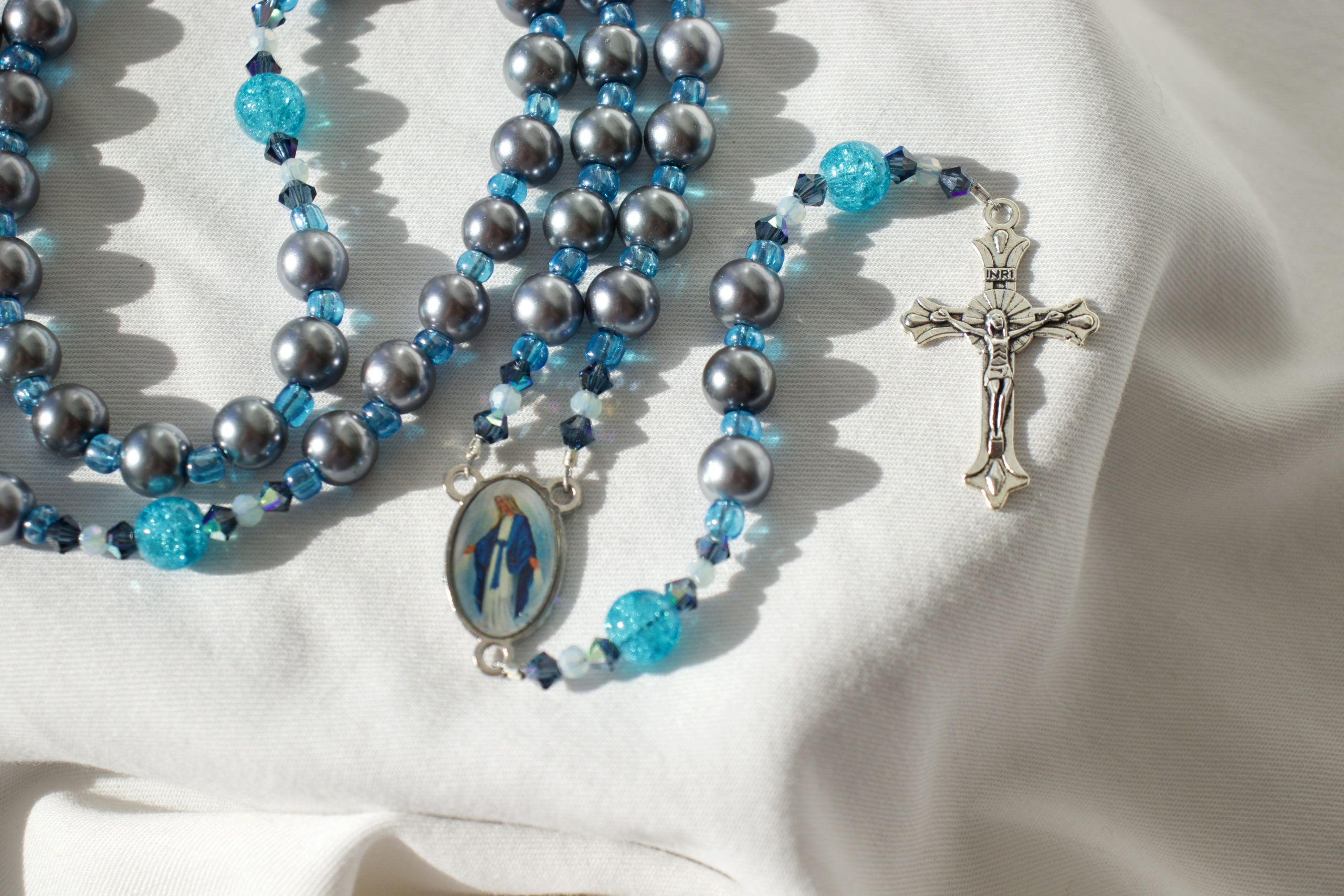 Gray Pearl Bead Rosary