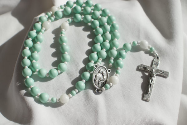 Mint Green Matte Bead Wire Rosary - Image 4